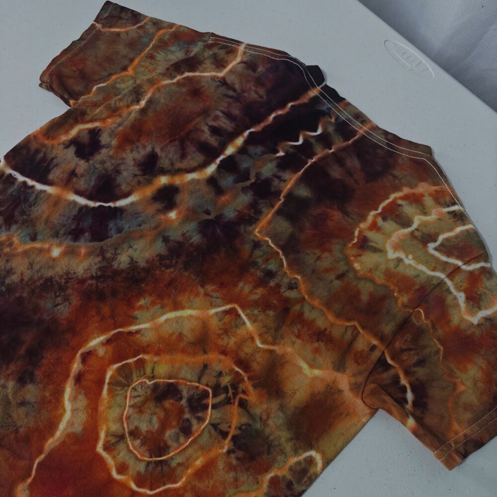 Geode Ice Tie Dye T-Shirt Gildan Adult S Small Orange Brown Earthy Handmade New - Picture 9 of 10
